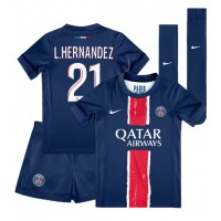 Paris Saint-Germain Lucas Hernandez #21 Fußballbekleidung Heimtrikot Kinder 2024-25 Kurzarm (+ kurze hosen)